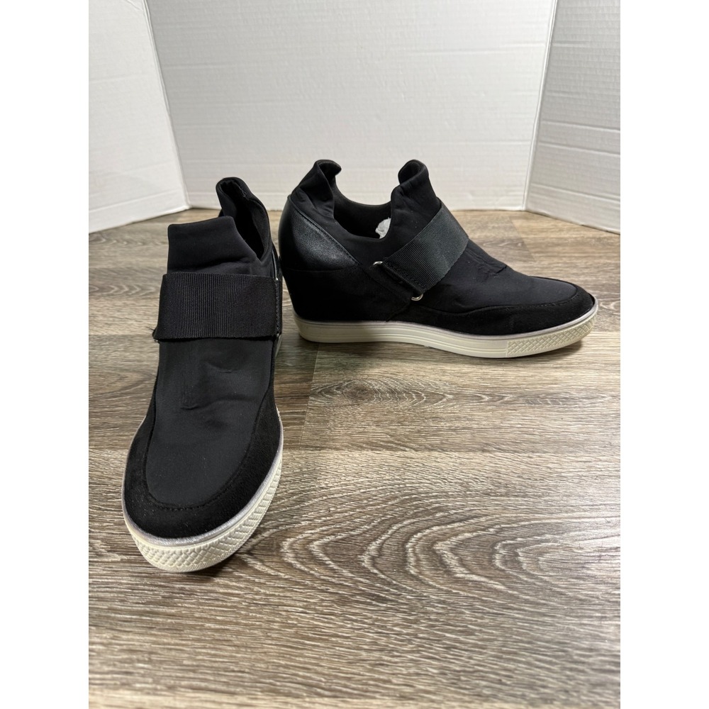 Catherine Malandrino Womens Black Hidden Wedge Sneakers Size 10 Slip On Travel